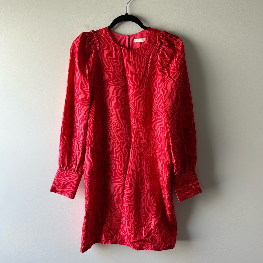 Marie Oliver pink and red swirl printed dress
